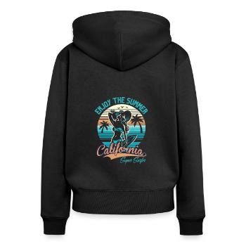 ENJOY THE SUMMER SURFER GIRL - Women's Premium Organic Zip Hoodie - black - Back - Julia (174cm)