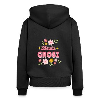 Bests Grosi – Geschenk für die beste Oma Schweiz - Frauen Premium Bio Zip Hoodie - Schwarz - Hinten - Julia (174cm)