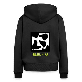 blöde Q - Frauen Premium Bio Zip Hoodie - Schwarz - Hinten - Julia (174cm)