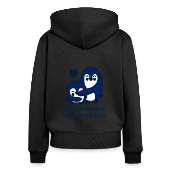 A friend in need is a friend indeed. Cute penguins - Women's Premium Organic Zip Hoodie - black - Back - Julia (174cm)