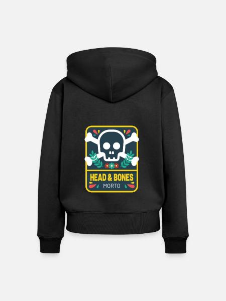 Head and bones flowers - Frauen Premium Bio Zip Hoodie - Schwarz