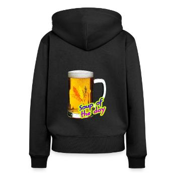 Beer. Soup of the day. - Women's Premium Organic Zip Hoodie - black - Back - Julia (174cm)