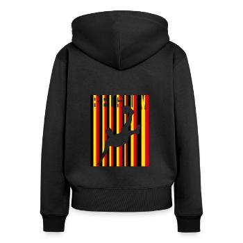 Joueur de football Belgique Coupe du monde - Sweat à capuche zippé Premium bio Femme - noir - Dos - Julia (174cm)