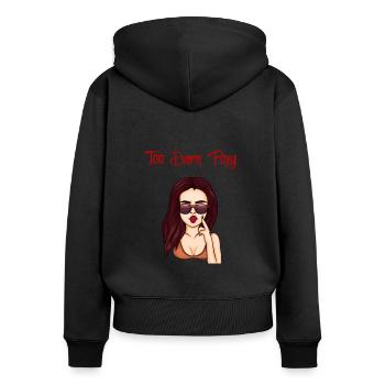 Too Darn Foxy - Brunette Chick - Women's Premium Organic Zip Hoodie - black - Back - Julia (174cm)