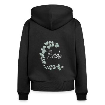 Eukalyptus Bride weiße Schrift - Frauen Premium Bio Zip Hoodie - Schwarz - Hinten - Julia (174cm)