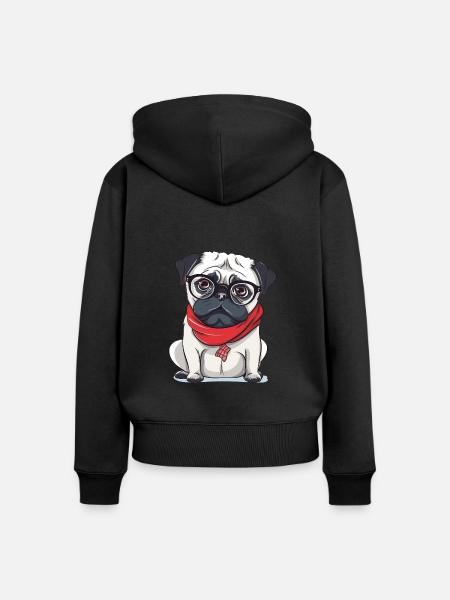 Mops - Frauen Premium Bio Zip Hoodie - Schwarz