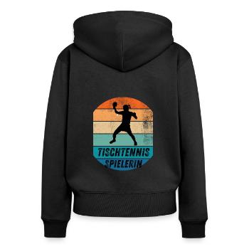 Tischtennisspielerin - Frauen Premium Bio Zip Hoodie - Schwarz - Hinten - Julia (174cm)