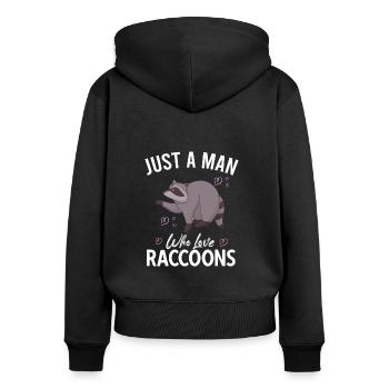 Waschbär Raccoon Vintage Müllpanda Opossum Sprüche - Frauen Premium Bio Zip Hoodie - Schwarz - Hinten - Julia (174cm)