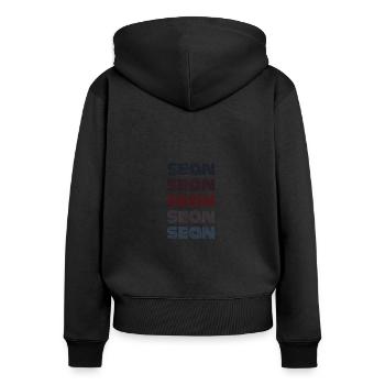70er Retro Name Vintage Personalisieres Sean - Frauen Premium Bio Zip Hoodie - Schwarz - Hinten - Julia (174cm)