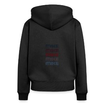 70s Retro Nom Vintage Personnalisé Mike - Sweat à capuche zippé Premium bio Femme - noir - Dos - Julia (174cm)