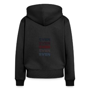 70s Retro Nom Vintage Personalisieres Sven - Sweat à capuche zippé Premium bio Femme - noir - Dos - Julia (174cm)