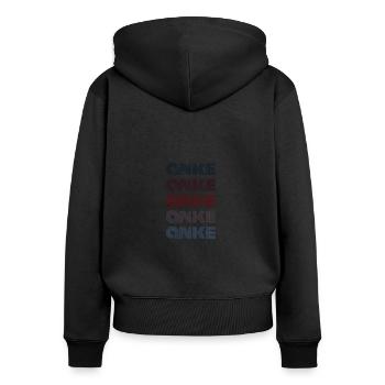 70er Retro Name Vintage Personalisieres Anke - Frauen Premium Bio Zip Hoodie - Schwarz - Hinten - Julia (174cm)