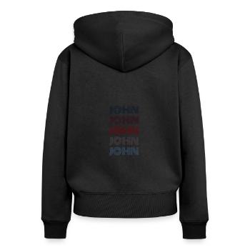70er Retro Name Vintage Personalisieres John - Frauen Premium Bio Zip Hoodie - Schwarz - Hinten - Julia (174cm)