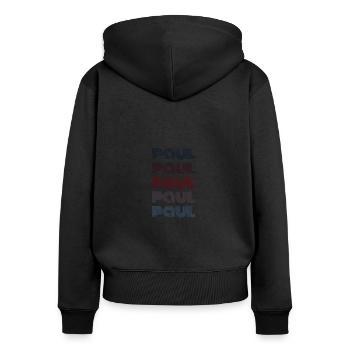 70s Retro Nom Vintage Personalisieres Paul - Sweat à capuche zippé Premium bio Femme - noir - Dos - Julia (174cm)