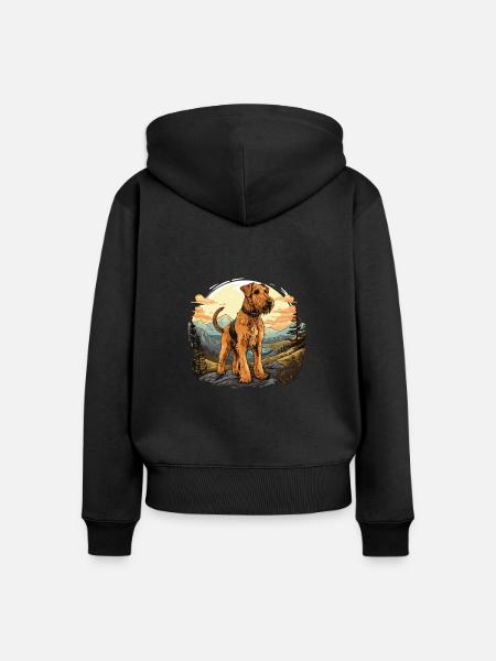Hund Airedale Terrier - Frauen Premium Bio Zip Hoodie - Schwarz