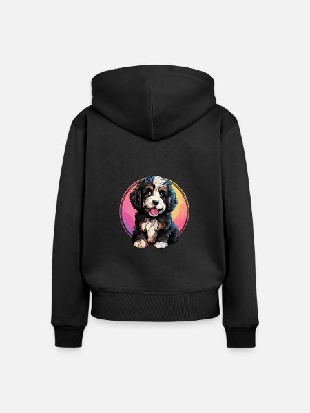 Hund Bernedoodle - Frauen Premium Bio Zip Hoodie - Schwarz