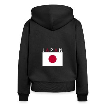 Japan Flagge Design Tokio - Frauen Premium Bio Zip Hoodie - Schwarz - Hinten - Julia (174cm)