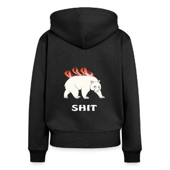 EISBÄR BRENNT SHIT - Frauen Premium Bio Zip Hoodie - Schwarz - Hinten - Julia (174cm)