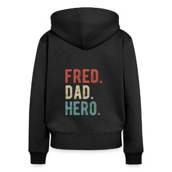 Fred Papa Héros - Sweat à capuche zippé Premium bio Femme - noir - Dos - Julia (174cm)