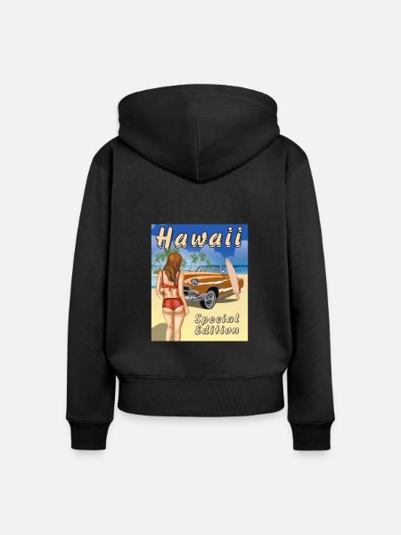 HAWAII Special Edition - Frauen Premium Bio Zip Hoodie - Schwarz