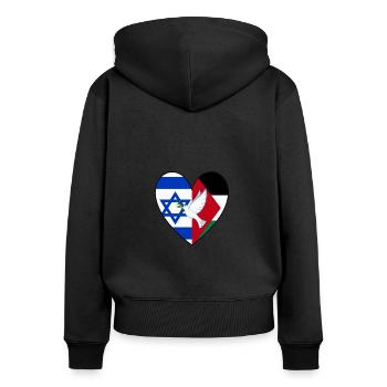 Israel Palästina Flagge Herz Friedenstaube - Frauen Premium Bio Zip Hoodie - Schwarz - Hinten - Julia (174cm)