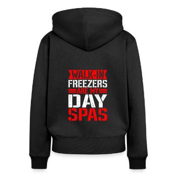 Les congélateurs-chambres sont mes spas de jour - Sweat à capuche zippé Premium bio Femme - noir - Dos - Julia (174cm)