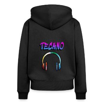 Techno Music hören Musiker Musik hören Radio gift - Frauen Premium Bio Zip Hoodie - Schwarz - Hinten - Julia (174cm)