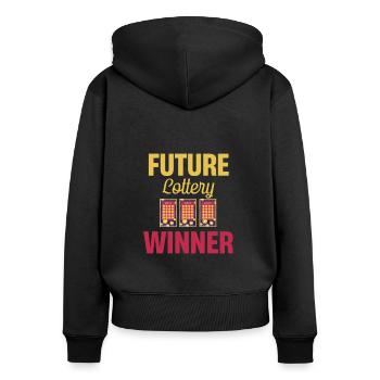 Meine Altersvorsorge Lustige Lotterie Spieler - Frauen Premium Bio Zip Hoodie - Schwarz - Hinten - Julia (174cm)