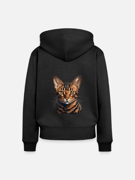 Bengal Cat - Frauen Premium Bio Zip Hoodie - Schwarz