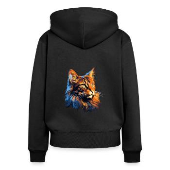 Maine Coon - Frauen Premium Bio Zip Hoodie - Schwarz - Hinten - Julia (174cm)