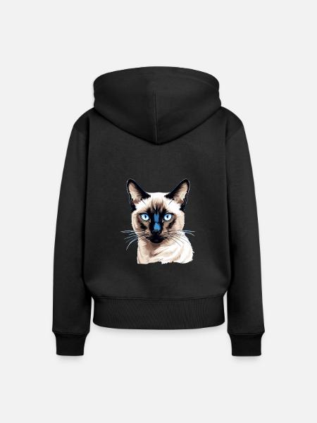 Siamese Cat Siamkatze - Frauen Premium Bio Zip Hoodie - Schwarz