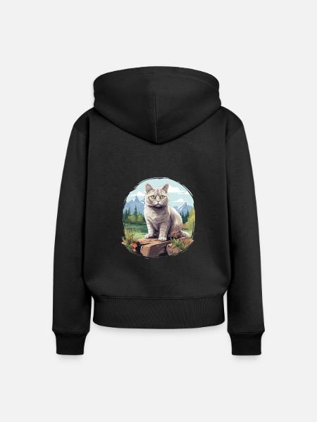 British Shorthair - Frauen Premium Bio Zip Hoodie - Schwarz