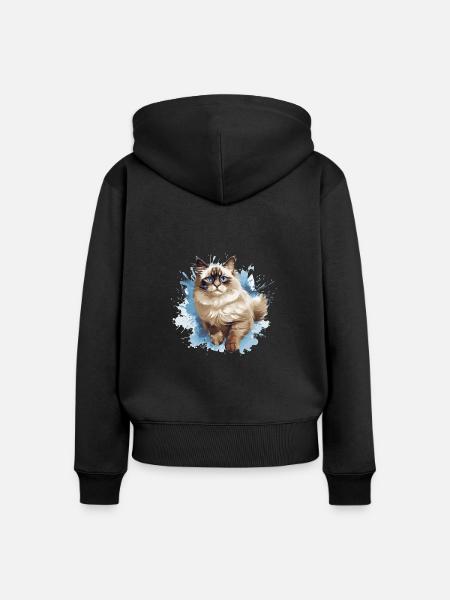 Ragdoll - Frauen Premium Bio Zip Hoodie - Schwarz
