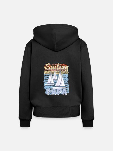 BOOTE SAILING PAPA - Frauen Premium Bio Zip Hoodie - Schwarz