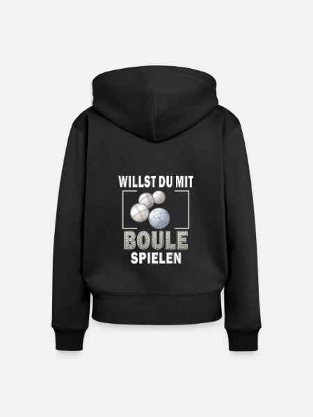 WILLST DU MIT BOULE SPIELEN - Frauen Premium Bio Zip Hoodie - Schwarz