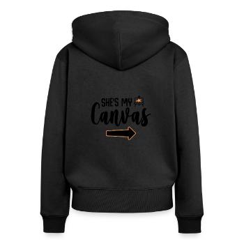 Meine Leinwand Meine Farbe - Paar Matching - Frauen Premium Bio Zip Hoodie - Schwarz - Hinten - Julia (174cm)