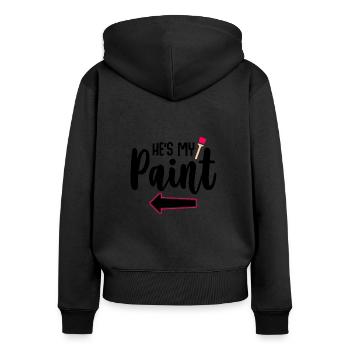 Meine Farbe Meine Leinwand - Paar Matching - Frauen Premium Bio Zip Hoodie - Schwarz - Hinten - Julia (174cm)