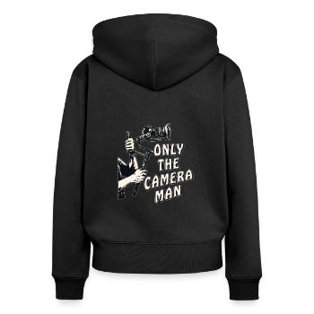 SEUL LE CAMÉRAMAN - Sweat à capuche zippé Premium bio Femme - noir - Dos - Julia (174cm)