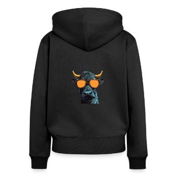 Lunettes de soleil Papa Maman - Black Angus - Sweat à capuche zippé Premium bio Femme - noir - Dos - Julia (174cm)