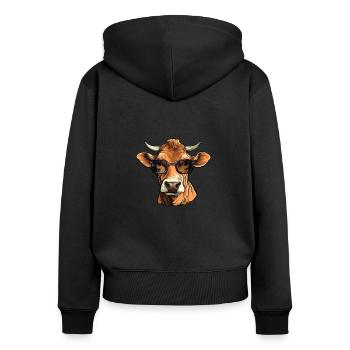 Papa Mama Sonnenbrille - Brown Schweizer - Frauen Premium Bio Zip Hoodie - Schwarz - Hinten - Julia (174cm)