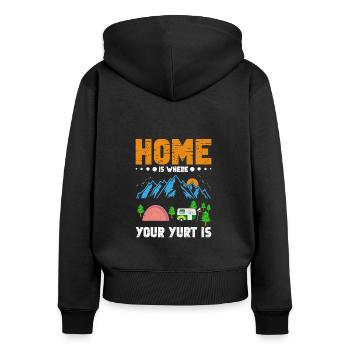 Glamper Camping Urlaub Berge Wanderer Glamping - Frauen Premium Bio Zip Hoodie - Schwarz - Hinten - Julia (174cm)