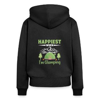 Équipement de camping et de randonnée Glamping Glamper - Sweat à capuche zippé Premium bio Femme - noir - Dos - Julia (174cm)