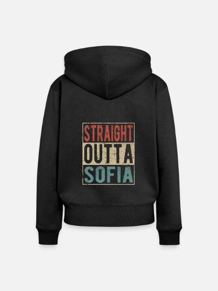 Direkt aus Sofia - Frauen Premium Bio Zip Hoodie - Schwarz