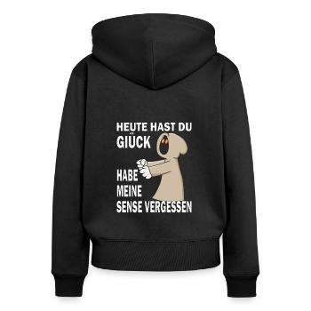 SENSENMANN SENSE VERGESSEN - Frauen Premium Bio Zip Hoodie - Schwarz - Hinten - Julia (174cm)
