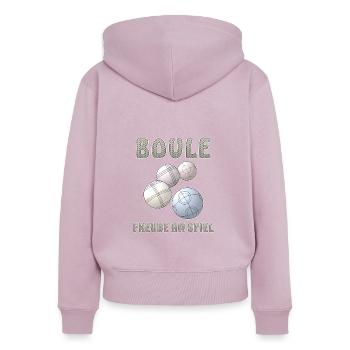 BOULE FREUDE AM SPIEL - Frauen Premium Bio Zip Hoodie - Altrosa - Hinten - Julia (174cm)