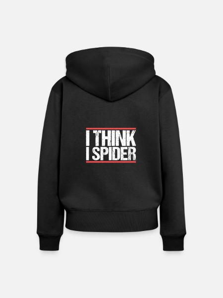 I think i spider. Denglisch - Frauen Premium Bio Zip Hoodie - Schwarz