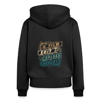 Filmemacher Produzent Filmregisseur Kameramann - Frauen Premium Bio Zip Hoodie - Schwarz - Hinten - Julia (174cm)
