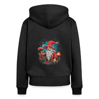 Mushroom Weihnachtsmann| Fantasy Pilze Natur Goa - Frauen Premium Bio Zip Hoodie - Schwarz - Hinten - Julia (174cm)