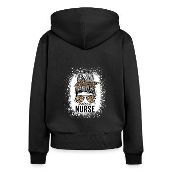 Dialyse Krankenschwester Wertschätzung Messy Bun Dialyse - Frauen Premium Bio Zip Hoodie - Schwarz - Hinten - Julia (174cm)