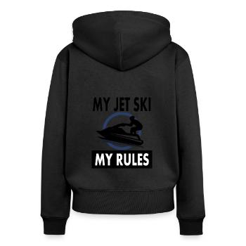 Mein Jetski meine Regeln Wassersport Geschenkidee - Frauen Premium Bio Zip Hoodie - Schwarz - Hinten - Julia (174cm)